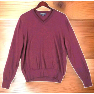 Brooks Brothers Saxxon Wool Men's V-Neck Sweater 100% Wool Long Sleeve Large